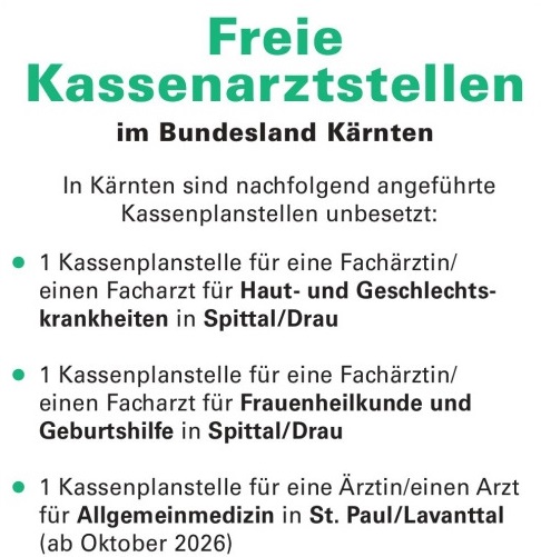 Artikelbild für Freie Kassenarztstellen